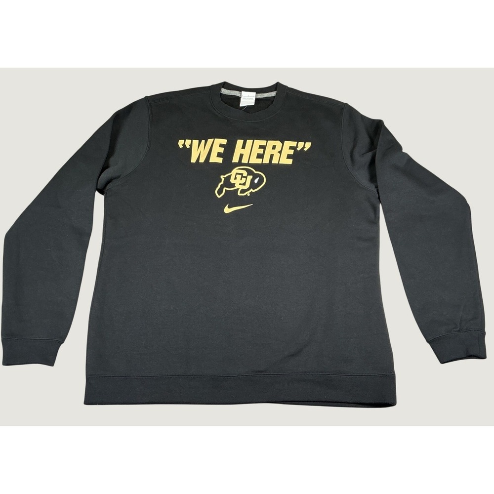 Nike Colorado Buffaloes We Here Club Fleece‎ Crew Sweatshirt Black L NWT